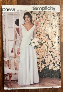 Simplicity 0868 Wedding Gown V Neck With or without Train Misses 4-12 UNCUT - Picture 1 of 4