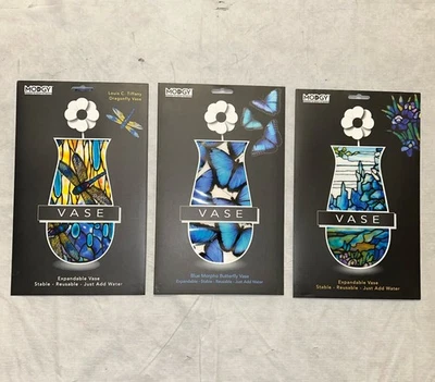 Lot of 3 Modgy Collapsible / Expandable Vases Louis C. Tiffany Iris Dragonfly - Image 1 of 4