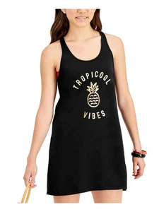 MIKEN Women's Black Lace-Up Racerback Dress Scoop Neck Swimsuit Cover Up XS - Picture 1 of 3