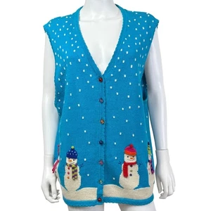 Marisa Christina Strickjacke Damen 2x blau Ramie Schneemann Weihnachten Knopf Strick - Bild 1 von 8