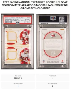 2022 Isiah Pacheco Sky Moore Gold PSA 10 Rc National Treasures Rookie Patch /10 - Picture 1 of 4