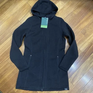 LL Bean Damen kleiner Pullover Fleece Mantel schwarz 3/4 Länge - Bild 1 von 9
