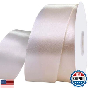 UOUYOO 1 1/2 Zoll Creme Satinband 50 Yards Stoffbänder Rolle für Geschenk Wr - Bild 1 von 5
