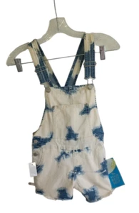 Vintage Jordache Girls Overalls Size 6-6X NEW Tie-Dye Denim Shorts/Romper - Picture 1 of 14