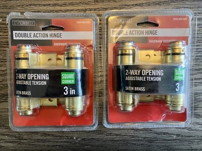 2 bisagras de doble acción Everbilt de apertura bidireccional 3 pulgadas - latón satinado Foto 1 de 2