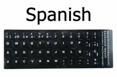 Spanish Keyboard Stickers English Spain Fonts Standard Keyboard Sticker white - Image 1 of 2