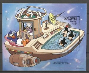 Walt Disney, Raumfahrt, Space - Malediven - Bl.141 ** MNH 1988