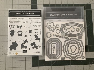 Stampin Up! Estampillas de felicidad de hipopótamo y troqueles de hipopótamo y amigos Foto 1 de 2