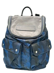 Felisi Sorriso Leather Daypack Backpack Black & Blue Camouflage 1973 - Picture 1 of 17