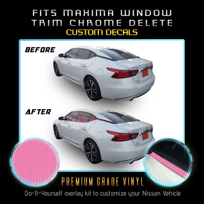 Kit de eliminación de cromo precortado para ventana Nissan Máxima 2016-2020 - fibra de carbono mate Foto 1 de 4