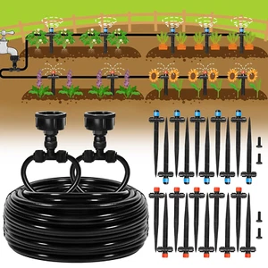 110FT Drip Irrigation Kit, Garden Watering System with 1/4'' Tubing and Emitters - Picture 1 of 14