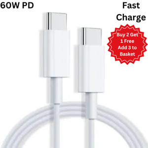 USB C to C Cable Fast Charger Lead Type C Ipad Macbook Laptop Phone PD Up To 65W