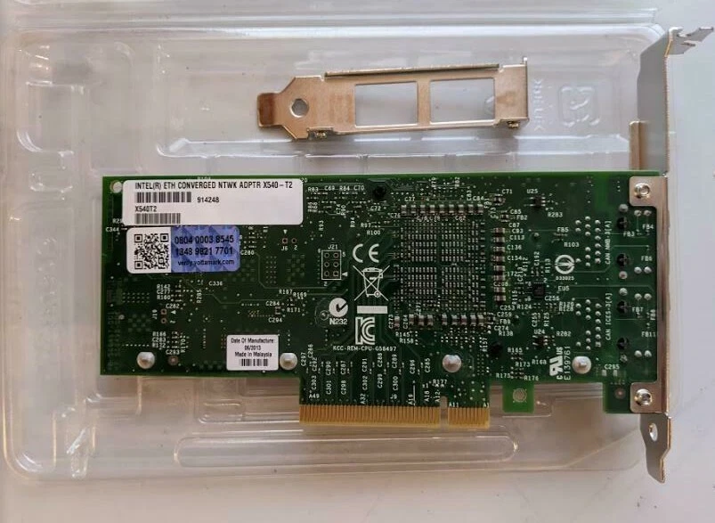 Genuine INTEL CONVERGED DUAL PORT NETWORK ADAPTER X540-T2 X540T2 BOTH BRACKETS - Image 1 of 2