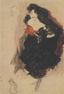 Dancer Art Print Gustav Klimt 1898 Viennese Master Early Sketch Expression - Picture 1 of 2