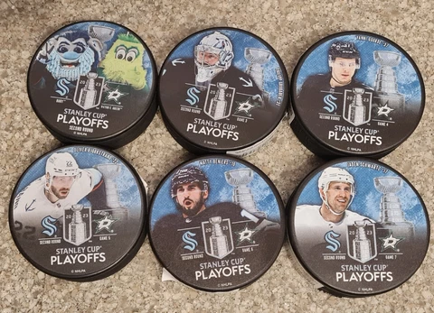 Seattle Kraken vs Dallas Stars Playoffs Round 2 Games 3 4 5 6 7 & Mascot Pucks Cover