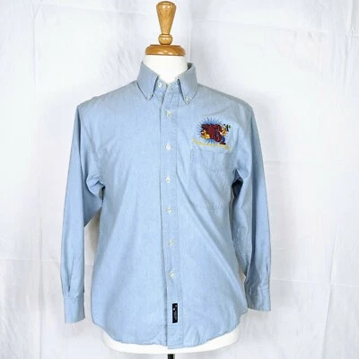 Camisa abotonada exclusiva para miembros del elenco de Disney 2003 azul adulto pequeña Goofy Pluto Foto 1 de 4