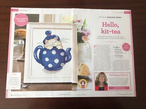 Margaret Sherry Cat & Teapot Cross Stitch Chart **from a magazine** - Picture 1 of 3