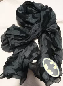 DC Comics Batman Logo All Over Light Weight Print Scarf Gray Black New With Tags - Picture 1 of 6