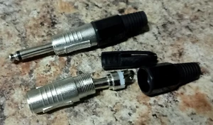 6.3mm Black mono jack plug solder x2 - Picture 1 of 1