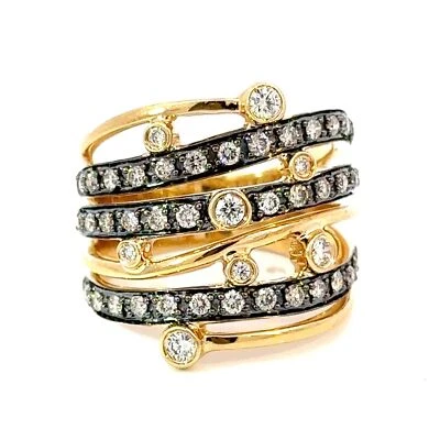 Le Vian 14K Rose Gold & Champagne Diamond Ring Black Rhodium Size 7.75 - J031 - Image 1 of 4