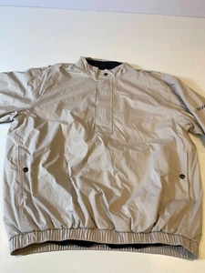 Footjoy Dryjoys Jacket Men's Windbreaker Pullover Golf Beige Short Sleeve Medium - Picture 1 of 12