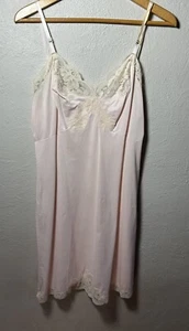 Vintage 50s Van Raalte Ivory Lace Slip Dress Women Small Pink Fairy Coquette - Picture 1 of 10