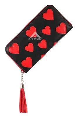 SMART RANGE LEATHER Ladies Clutch Red Hearts Wallet Real Soft Leather Handbag RFID Card Holder Purse