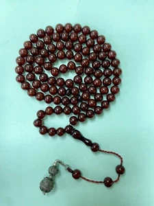Vintage Antique Faturan Bakalite  -Cherry Amber  islamic prayer 99 Beads 53g R5 - Picture 1 of 21