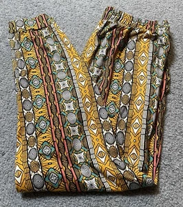 Teenbell Juniors Joggers Pants Sz L Yellow Artsy Stretch Pull On Hi-Rise Pockets - Picture 1 of 10