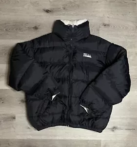 Vintage First Down Black Puffer Down Filled Jacket Reversible 90s Size Large - Picture 1 of 12