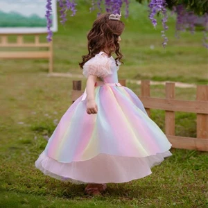 Girls Bridesmaid Dress Kids Flower Party Macthing color Dresses Wedding princess - Picture 1 of 12