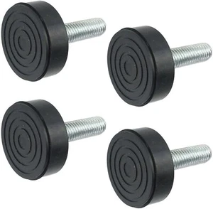 4X UNIVERSAL WASCHMASCHINE GEWINDE GUMMI ROLLE NIVELLIER FUSSFÜSSE 10MM - Bild 1 von 3