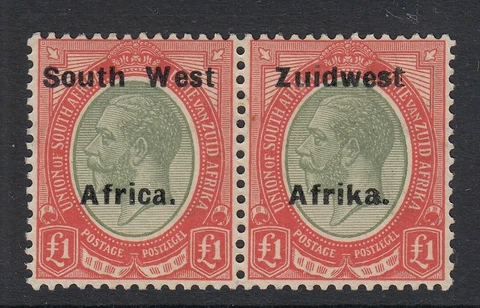 SOUTH WEST AFRICA-1926 £1 Pale Olive-Green & Red.  Sg40a - MNH Cover
