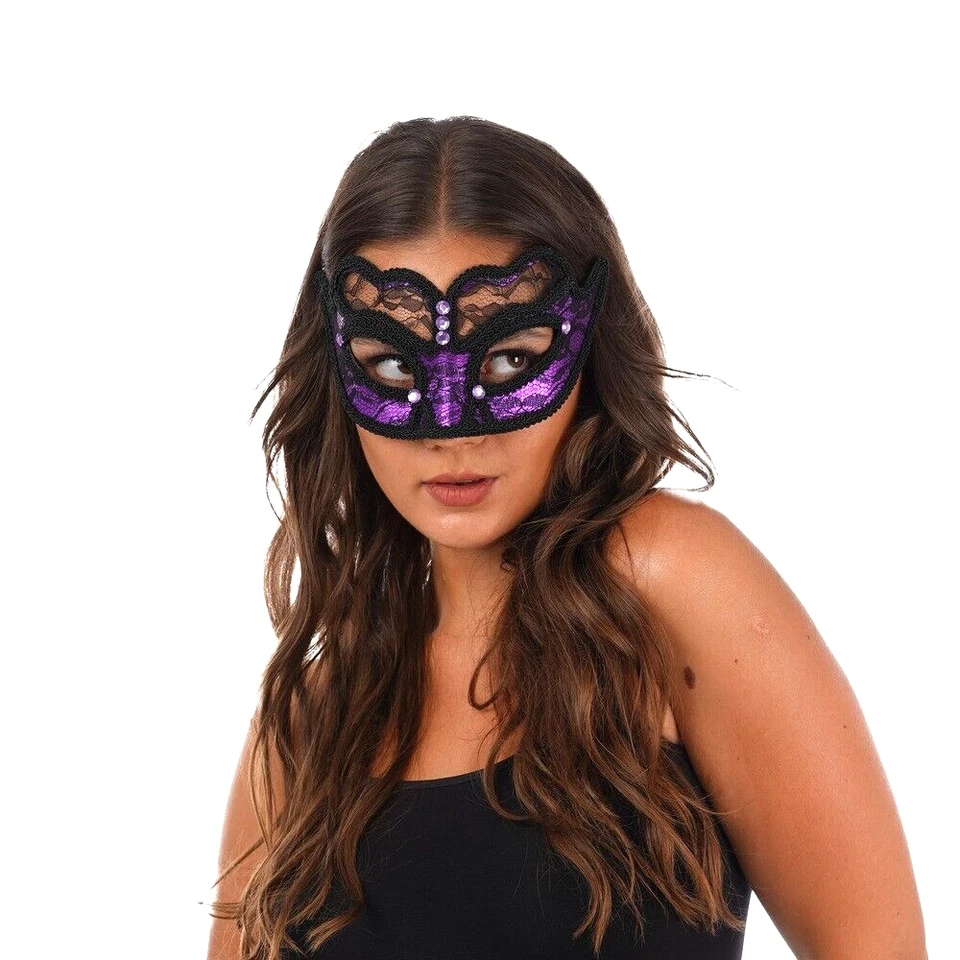 Purple Eye Mask Masquerade Ball Fancy Dress Costume Party Accessory Eyemask - Image 1 of 1