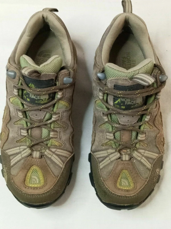 NORTH FACE 全新 绿色 棕色 GoreTex Vibram 低帮 女式 登山靴 尺码 7.5 M — 第 1/4 张图片