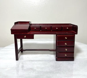 Dollhouse Miniature Mahogany Desk With Working Drawers 1:12 - Picture 1 of 13