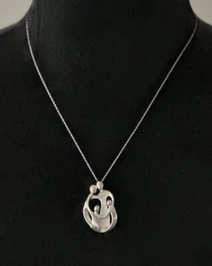 Sterling Carolyn Pollack Signed Family of 4 Large Pendant 18” Chain - Picture 1 of 6