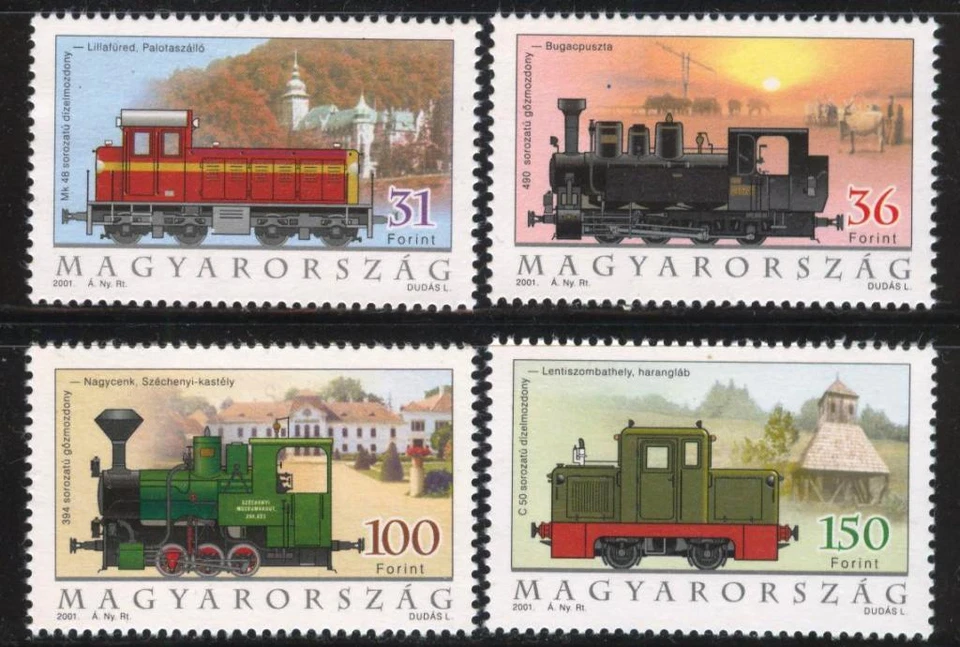 HUNGRÍA - 2001. Locomotoras / Trenes / Ferrocarriles ¡¡MNH!! Mi: 4662-4665. Foto 1 de 1