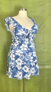 Steve Madden NYC Size X-Large Dress Ruffle Tiered V-Neck Blue White Floral NWT - Picture 1 of 17