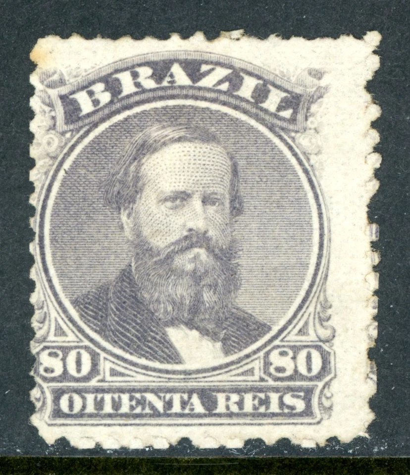 Brazil 1866 Dom Pedro 80R Slate Violet Scott #57 Mint W703 - Image 1 of 4