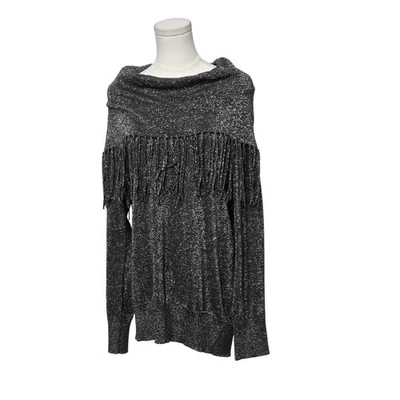 Suéter Michael Kors Mujer Nuevo con Etiquetas Grande Negro Plateado Metálico Flecos Brillo Foto 1 de 4