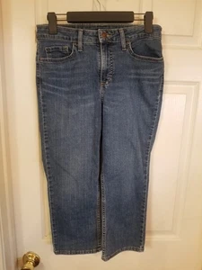 Lee Jeans #30273 Damen Gr. 12M? Mid Rise Medium Blue Factory Fading Cropped EUC - Bild 1 von 9