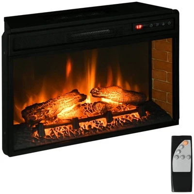 HOMCOM 27" Electric Fireplace Insert with Realistic Log Black 27" x 9.5" x 17.75 - Image 1 of 4