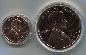 1909-S VDB Lincoln Cent 5 Unzen & eine Unze reines Kupfer Medaillen siehe Scans - Bild 1 von 3