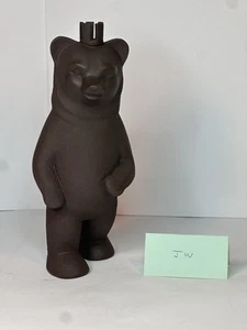 Oso de pie Meissen Bottger con corona porcelana marrón chocolate - Imagen 1 de 10
