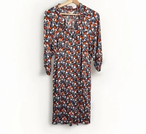 Anthropologie Porridge Giraffe Animal Print Button Front 3/4 Sleeves Dress Sz M - Picture 1 of 10