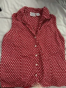 CAROLINA COLOURS Sz S red and white  Stars Buttons 4th of July Blouse  y2k  - Picture 1 of 6