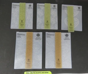 Cricut Cuttlebug Anna Griffin Embossing Border Folders Set of 5 New Heart Bows+ - Picture 1 of 9