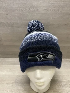 Seattle Seahawks Gorro de Invierno Azul Blanco Pom Para Hombre Bordado Logo NFL - Imagen 1 de 15