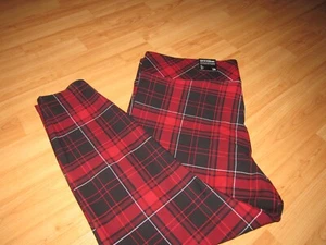 NWT New TORRID Pixie Pants Sz 3 Women's 3X Red Black White Plaid Hi Rise Pullon - Picture 1 of 5